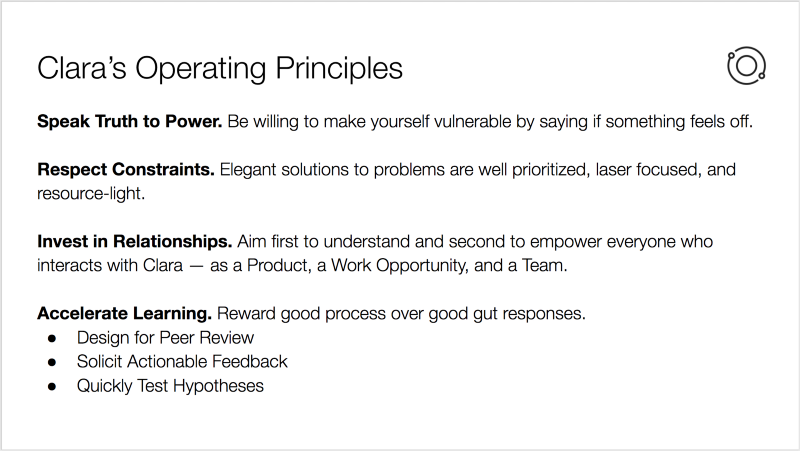 Clara’s final operating principles