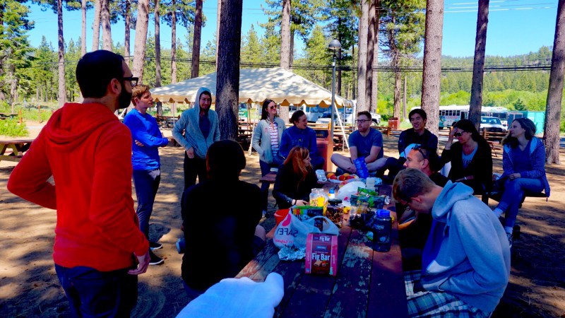 Clara team discussing operating principles at an offsite