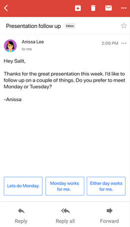 Gmail Smart Reply suggestions
